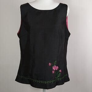 Sag Harbor Sleeveless Top Floral Embroidery Size 12